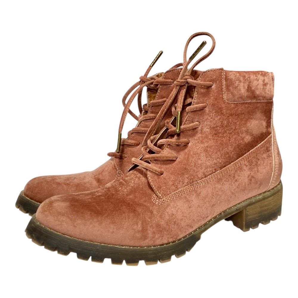 Mi.iM Sunset Velvet Lace-Up Boots Women’s Size 8.5 Wine Burgundy Ankle Booties